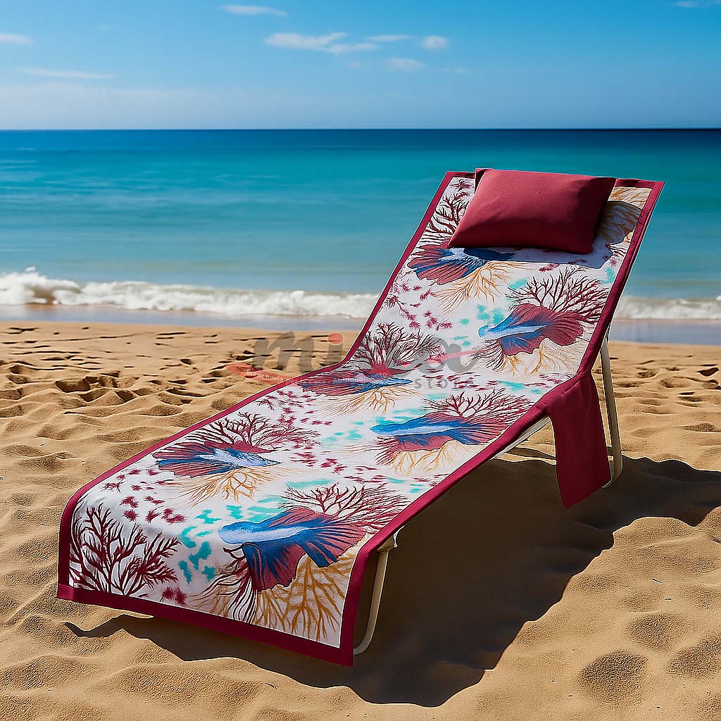 Telo Mare Per Lettino Con Tasche Laterali Ed Elastici - Rosa, 70x190 Cm, 100% Poliestere - 3