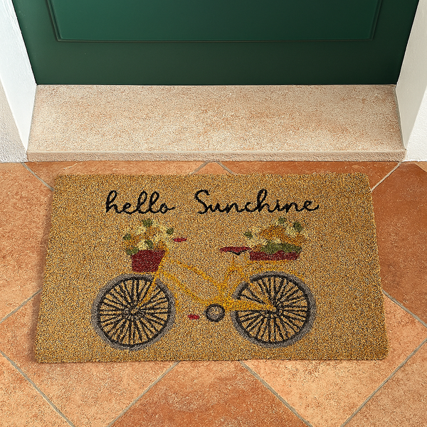 Homescapes Zerbino In Cocco Con Motivo Attrezzi Da Giardino – Antiscivolo 60x40 Cm, Per Esterni E Interni, Gomma Nera