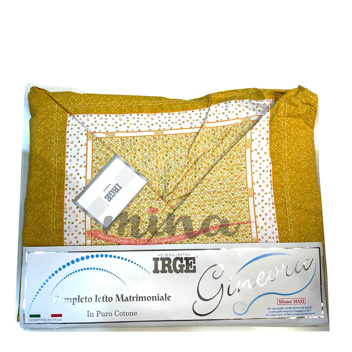 Completo letto 100% cotone Irge Ginevra fantasia Urban beige