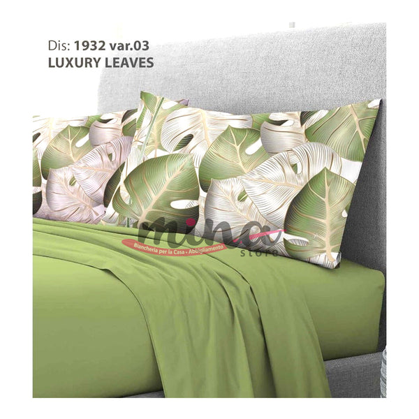 Completo Letto Matrimoniale stampa digitale 3D LUXURY LEAVES verde fan –  MINA Store