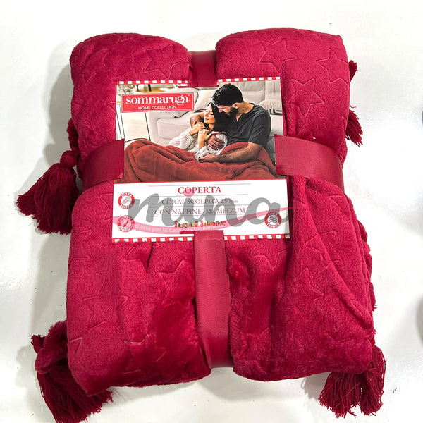 Coperta coral Scolpita Sommaruga, nappine , Natale , singolo 130x160cm –  MINA Store