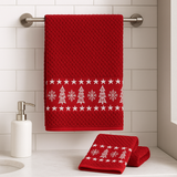 Set asciugamani 1+1 natalizio JOLLY, viso + ospite in spugna Made in Italy - 0998