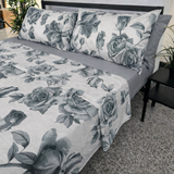 Lit simple complet et lit double 1609 09 My Princess Grey Eyes "Ferragni" Impression numérique 3D Marta Marzotto + 2 taies d'oreiller fabriquées en Italie