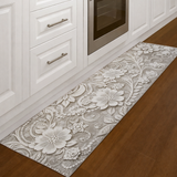 Tappeto Passatoia FIORI VINTAGE BEIGE - Marta Marzotto 100% Made in Italy Gommato Antiscivolo Antimacchia stampa 3D