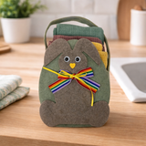 IDEA REGALO - Borsetta con 3 Strofinacci PASQUA IRGE a nido d'ape in borsetta in feltro