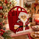 IDEA REGALO - Borsetta con 3 Strofinacci natalizi IRGE a nido d'ape in borsetta in feltro, natale