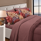 Set Completo Letto Matrimoniale - PINK FLOWERS - in POLICOTONE stampa digitale 3D Marta Marzotto + 4 federe Made in Italy
