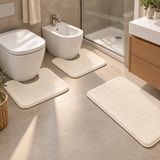 Set 3pz Tappeto Bagno Mastro Bianco morbido 100% poliestere, in vellutino 0281