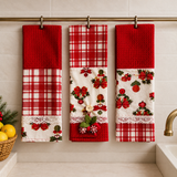 IDEA REGALO - Set 3 STROFINACCI Nidone Rudolph PREZIOSA Natale varie fantasie - Made in Italy natalizio