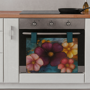 COPRIFORNO imbottito fantasia FLORES cucina coprifornelli 55cm X 42cm coordinato Made in Italy vari colori