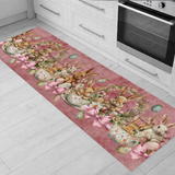 Tappeto Passatoia Cucina, Pasqua, EASTER BUNNY rosa, Marta Marzotto 100% Made in Italy
