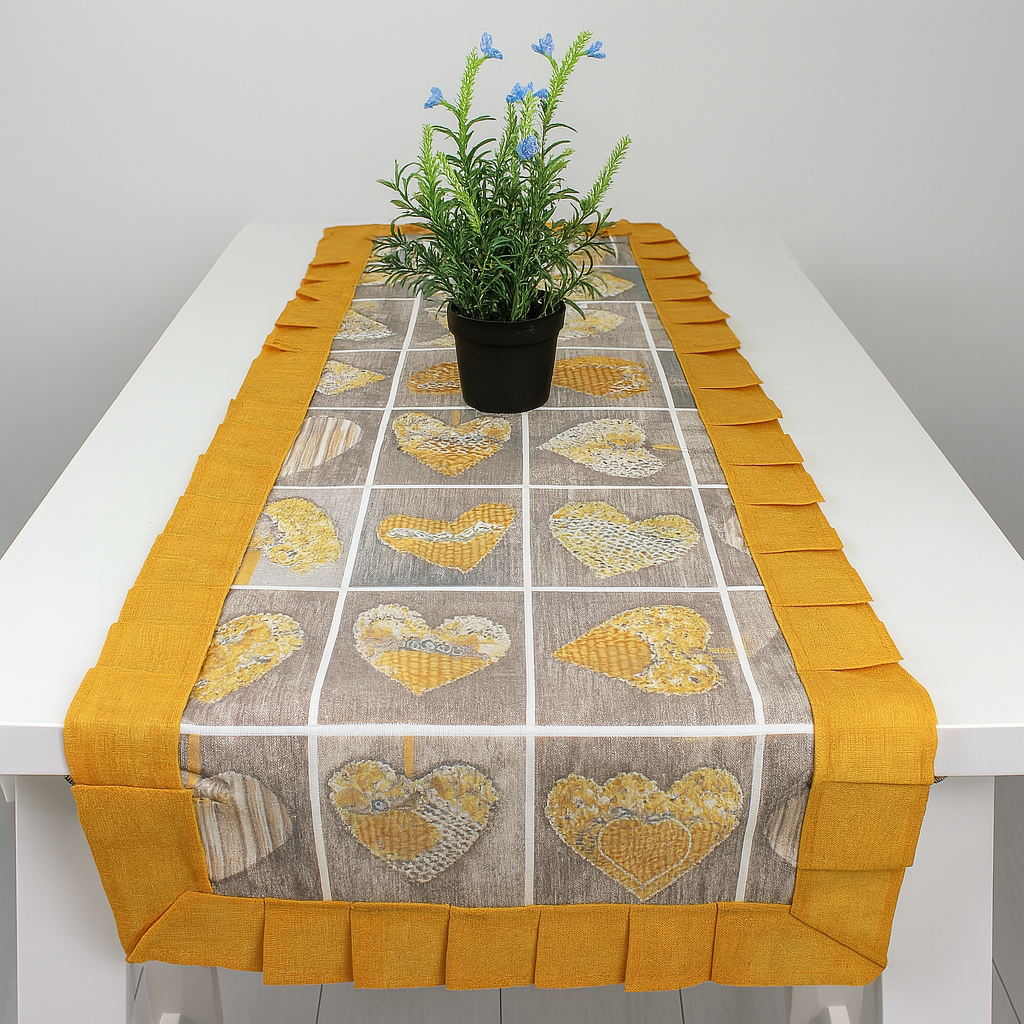 Runner striscia o tovaglietta da tavolo cotone con riccio fantasia SHABBY 40x140CM cucina tavola Made in Italy 0228