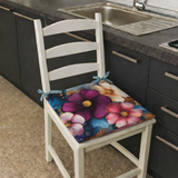 Confezione 6 Cuscini per Sedia FLORES Marta Marzotto con laccetti 4 punti, imbottiti, fiori, copri sedia cucina coordinato