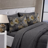 Lit simple complet et lit double 1609 09 My Princess Grey Eyes "Ferragni" Impression numérique 3D Marta Marzotto + 2 taies d'oreiller fabriquées en Italie