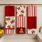IDEA REGALO - Set 3 STROFINACCI Nidone Rudolph PREZIOSA Natale varie fantasie - Made in Italy natalizio