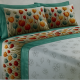 Lit simple complet et lit double 1609 09 My Princess Grey Eyes "Ferragni" Impression numérique 3D Marta Marzotto + 2 taies d'oreiller fabriquées en Italie