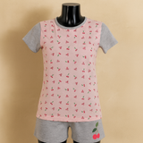 Pigiama Manica Corta e Pantaloncino CHERRY Mastro bianco Cotone Donna Made in Italy