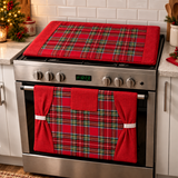 Coppia Copriforno e Coprifornelli natalizio - TARTAN- BA , Made in Italy