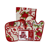 SET 3 PZ SANTA, GUANTO + PRESINA + STROFINACCIO Natalizio, PREZIOSA, casa idea regalo, coordinato Natale, 0478