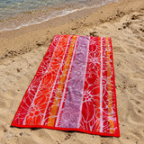 Telo Mare Spugna 90cm x 170cm Art. VANITY telo bagno fenicottero, tartaruga, farfalla, palma