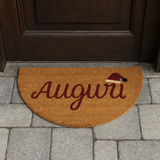 Zerbino Cocco Naturale Natalizio mezza luna, TR, 40cm x 65cm retro in gomma antiscivolo, tappeto esterno porta entrata, 0977