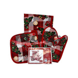 SET 3 PZ SANTA, GUANTO + PRESINA + STROFINACCIO Natalizio, PREZIOSA, casa idea regalo, coordinato Natale, 0478