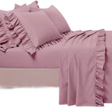 Completo Letto Matrimoniale con riccio JULIET'S LINE 100% Cotone tinta unita lenzuola federe Made in Italy