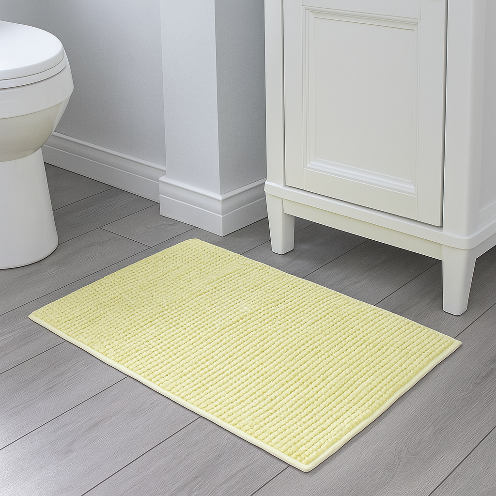 Tappetino Da Bagno Spirella Fino 50x80 Cm | Pelo Lungo 25 Mm | Microfibra Antiscivolo | Giallo