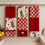 IDEA REGALO - Set 3 STROFINACCI Nidone Rudolph PREZIOSA Natale varie fantasie - Made in Italy natalizio