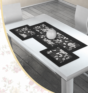Set Runner e 2 Centrini fantasia CLARA Made in Italy 3 pezzi