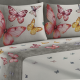 Lit simple complet et lit double 1609 09 My Princess Grey Eyes "Ferragni" Impression numérique 3D Marta Marzotto + 2 taies d'oreiller fabriquées en Italie