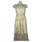 Abito Lungo con applicazioni e tulle,vari colori, Made in Italy