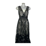 Abito Lungo con applicazioni e tulle,vari colori, Made in Italy