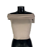 Top beige a spalle scoperte,  Made in Italy