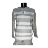 Pigiama Uomo in Coral Pile originale, TR, UMBERTO, pigiama ragazzo maniche e pantaloni lunghi con polsini, Grigio e Blu