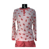 Pigiama Donna in Coral Pile originale, TR, BETTY, pigiama ragazza maniche e pantaloni lunghi con polsini