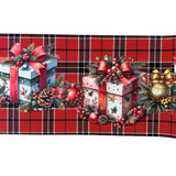 Tappeto Passatoia Natalizio - REGALI DI NATALE TARTAN - Marta Marzotto 100% Made in Italy Gommato Antiscivolo Antimacchia stampa 3D