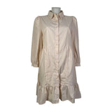 Abito camicia con bottoni e balza inferiore, Made in Italy