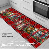 Tappeto Passatoia Natalizio - REGALI DI NATALE TARTAN - Marta Marzotto 100% Made in Italy Gommato Antiscivolo Antimacchia stampa 3D