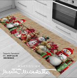 Tappeto Passatoia Natalizio - SNOWMAN - Marta Marzotto 100% Made in Italy Gommato Antiscivolo Antimacchia stampa 3D