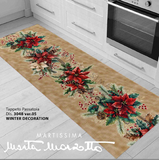 Tappeto Passatoia Natalizio - WINTER DECORATION BEIGE - Marta Marzotto 100% Made in Italy Gommato Antiscivolo Antimacchia stampa 3D