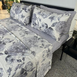 Lit simple complet et lit double 1609 09 My Princess Grey Eyes "Ferragni" Impression numérique 3D Marta Marzotto + 2 taies d'oreiller fabriquées en Italie