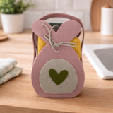 IDEA REGALO - Borsetta con 3 Strofinacci PASQUA IRGE a nido d'ape in borsetta in feltro