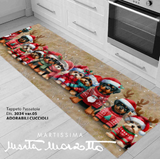Tappeto Passatoia Natalizio - ADORABILI CUCCIOLI BEIGE - Marta Marzotto 100% Made in Italy Gommato Antiscivolo Antimacchia stampa 3D