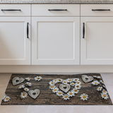 Tappeto Passatoia Cuore di Margherite MARRONE - Marta Marzotto 100% Made in Italy Gommato Antiscivolo Antimacchia stampa 3D