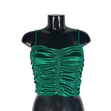 Top con arricciature frontali e spalline sottili, vari colori,  Made in Italy