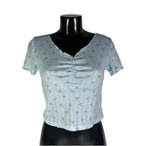 Maglia corta con bottoni e stampa, vari colori,  Made in Italy