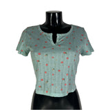 Maglia corta con bottoni e stampa, vari colori,  Made in Italy