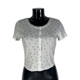 Maglia corta con bottoni e stampa, vari colori,  Made in Italy