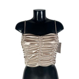 Top con arricciature frontali e spalline sottili, vari colori,  Made in Italy